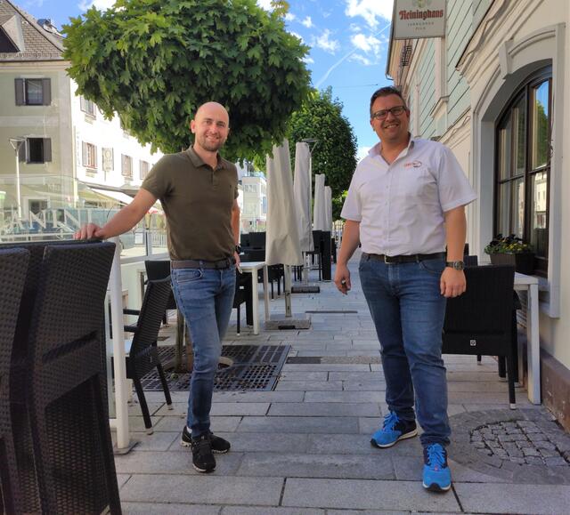 Bürgermeisterkandidat Alex Hauser (li.) und Wirtschaftsstadtrat Karl Öllinger-Luwy