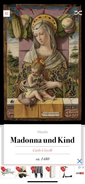 Unser App-Tipp der Woche "DailyArt" ist ein virtuelles Museum, das einem in wenigen Minuten ein berühmtes Kunstwerk und die zugehörigen Erklärungen präsentiert.  | Foto: Screenshot