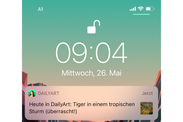 Unser App-Tipp der Woche "DailyArt" ist ein virtuelles Museum, das einem in wenigen Minuten ein berühmtes Kunstwerk und die zugehörigen Erklärungen präsentiert.  | Foto: Screenshot