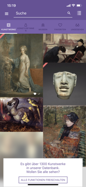 Unser App-Tipp der Woche "DailyArt" ist ein virtuelles Museum, das einem in wenigen Minuten ein berühmtes Kunstwerk und die zugehörigen Erklärungen präsentiert.  | Foto: Screenshot