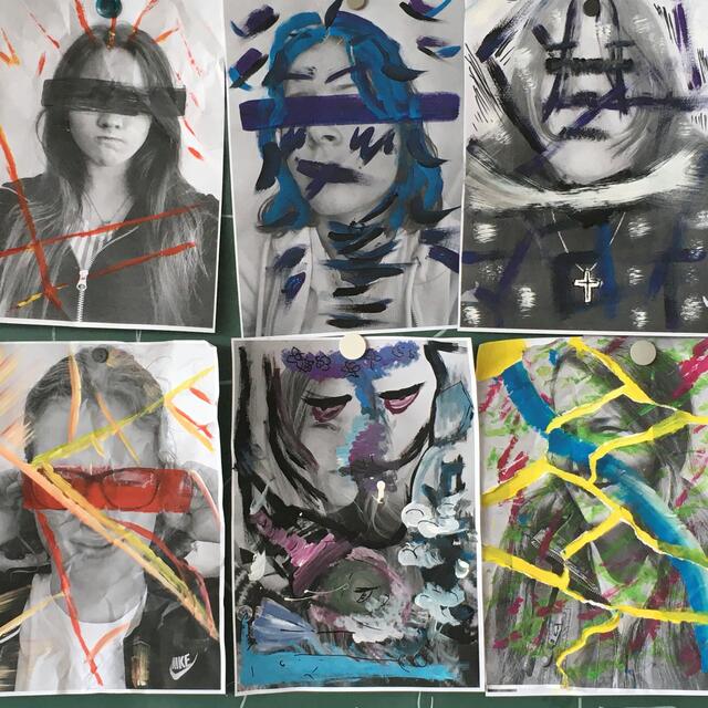 Experimentelle Selbstportraits 4. Jahrgang HLW Braunau (von links):
Teresa Huber, Patricia Adami, Annalena Stadler (1. Reihe), Katrin Heinrich, Ines Hanak und Stefanie Höck (2. Reihe)
