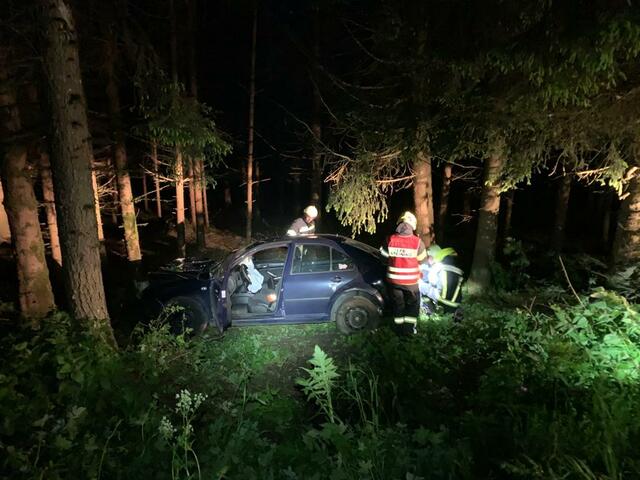 Das Auto war gegen mehrere Bäume gekracht. | Foto: FF Steining
