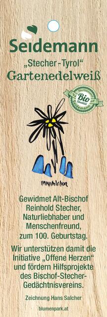 Das Gartenedelweiss ist an diesem speziellen Etikett erkenntlich. | Foto: Seidemann