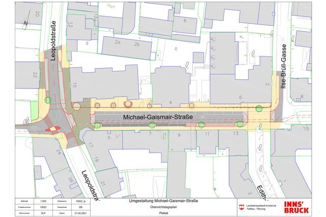 Die geplanten Maßnahmen verfolgen vor allem das Ziel, den Verkehr im Straßenraum rund um den Schulcampus Wilten zu beruhigen und den Bereich zu attraktivieren. | Foto: Stadt Innsbruck