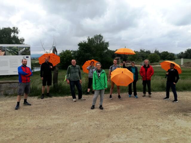 GR Harald Hirsch, GR Rainer Hynek, GR Christian Schimek, GRin Margot Linke, Beate Kainz (Bezirkssprecherin), Mathias Gartner (StV der Bezirksverantwortlichen), Bettina Bergauer (Bezirksverantwortliche), STR Georg Steiner, Hikmet Arslan (Landesgeschäftsführer der Grünen NÖ) | Foto: Grüne
