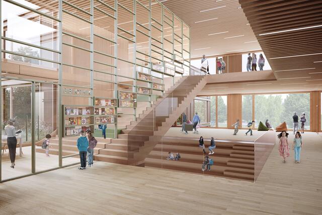 Wohlfühlräume mit Sitzstufen und Bibliothek