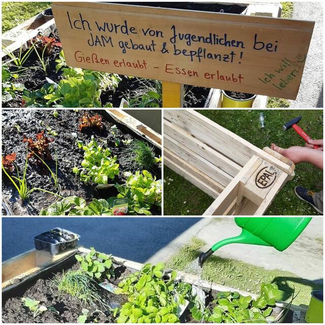 Gemeinsam mit den Jugendlichen wurde ein Hochbeet gebaut und bepflanzt. | Foto: JAM Jugend Arbeit Mobil