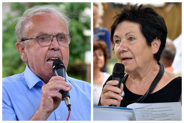 Rudi und Inge Lasser sind die Initiatoren der Kunst-Aktion und hoffen auch auf Gehör in der Gemeindestube und bei den örtlichen Behörden | Foto: Jost