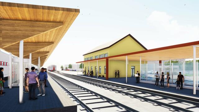 So soll der Bahnhof Deutschlandsberg ab 2022 aussehen. | Foto: GKB