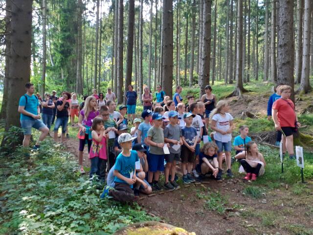 40 Kinder tüftelten gemeinsam mit Experten vom Verein Fratz Graz an Ideen, womit der Wald bespielt werden kann.  | Foto: Marktgemeinde St. Barbara