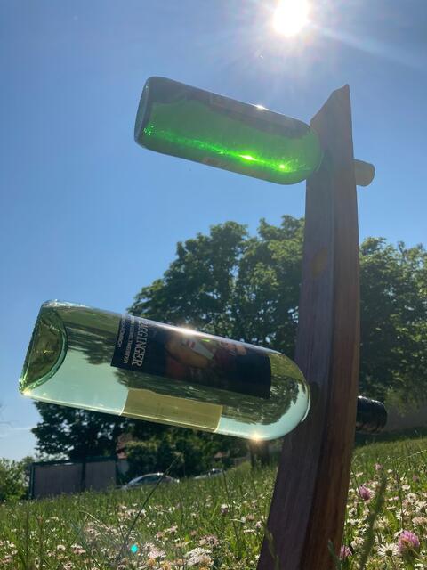 Die Weinregale aus alten Weinfässer sind ein echter Hingucker | Foto: Schulzentrum Rust