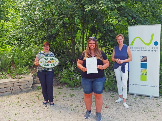 „Natur im Garten“ Geschäftsführerin Christa Lackner, Carmen Lehner und Roswitha Wolf (Hochschule für Agrar- und Umweltpädagogik, Wien)
