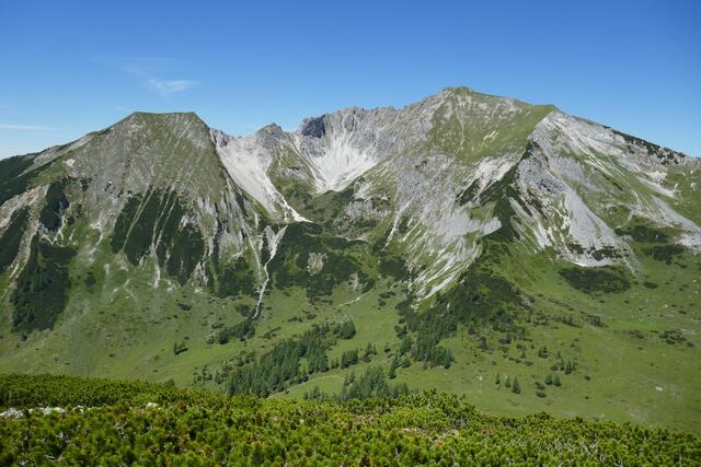 Standort ist der Übergang von Spazeck zum Spirzinger - im Bild Windschaufel und Steinfeldspitze (von links).  | Foto: Thomas Neuhold