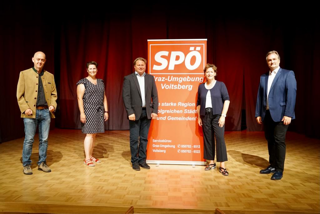 Heinz Bozic, Eva Friedl-Zwanzger, Jürgen Krainer, Ursula Lackner und Bernd Jammernegg in Köflach | Foto: SPÖ 
