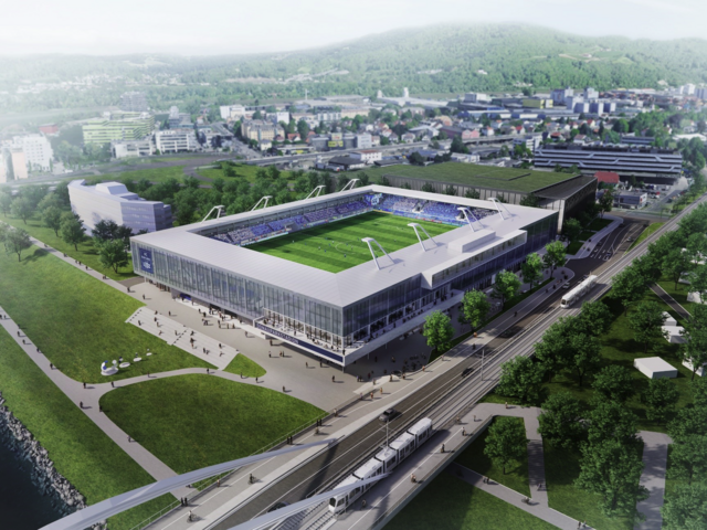 Kosten und Zeitplan bei der Errichtung des neuen Donauparkstadions im Plan hieß es Mittwoch von der Stadt Linz. | Foto: Atelier Mauch