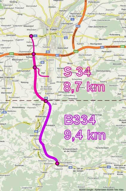 Plan: Die B334 soll mit Tunnel bis Traisen führen. | Foto: Grafik: stoppS34