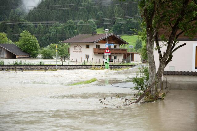 Hochwasser im Oberpinzgau – hier in Bramberg