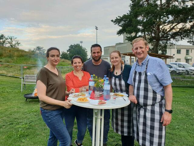 Barbara Gerhart, Heimleiterin, Renate Kraus, Geschäftsführerin, Christoph Spiegl, Haustechniker, Evamaria Tieber, Qualitätsmanagerin, Lukas Pohl, Geschäftsführer