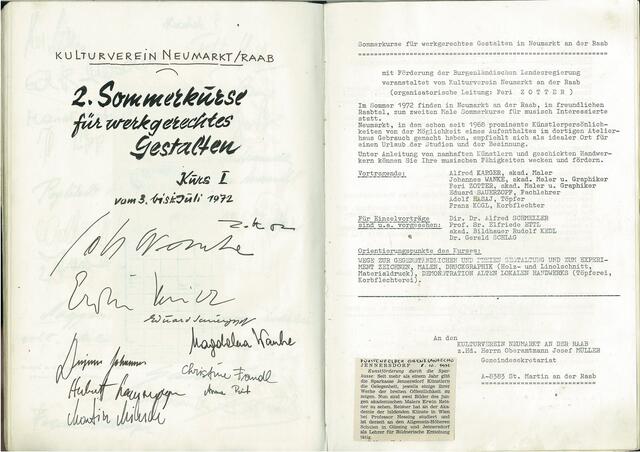 Das Programm des zweiten "Sommerkurses" anno 1972. | Foto: Künstlerdorf