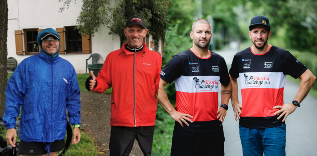 Reinhard Sachsenmaier und Reini Happ (linkes Bild) sammelt gemeinsam für das Haller Kinderhospiz-Team. Harald Lederer (rechtes Bild) und Thomas Falger setzen sich für die kleine Leonie ein.