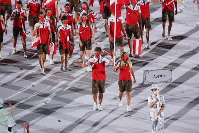 Die Österreicher bei der Eröffnung der Olympischen Spiele in Tokio.