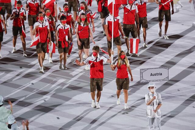 Die Österreicher bei der Eröffnung der Olympischen Spiele in Tokio.  | Foto: GEPA Pictures