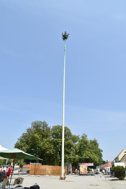 Die Burschenschaft Lichtenwörth stellte beim Jakobikirtag den traditionellen Kirtagbaum auf.