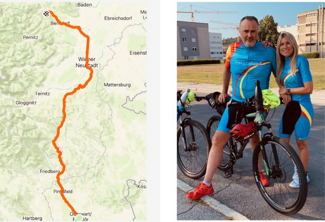 LH Hans Peter Doskozil und seine Lebensgefährtin Julia Jurtschak kurz vor dem Start der Radtour in Oberwart
