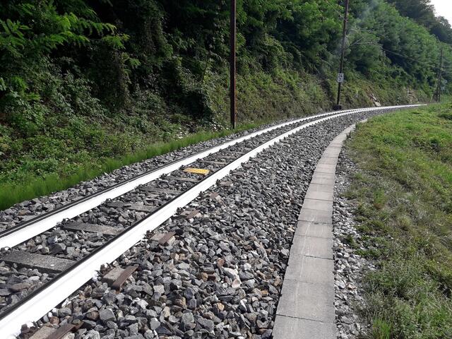 Auf ausgewählten Streckenabschnitten der Mariazellerbahn wurden die Schienen weiß lackiert.