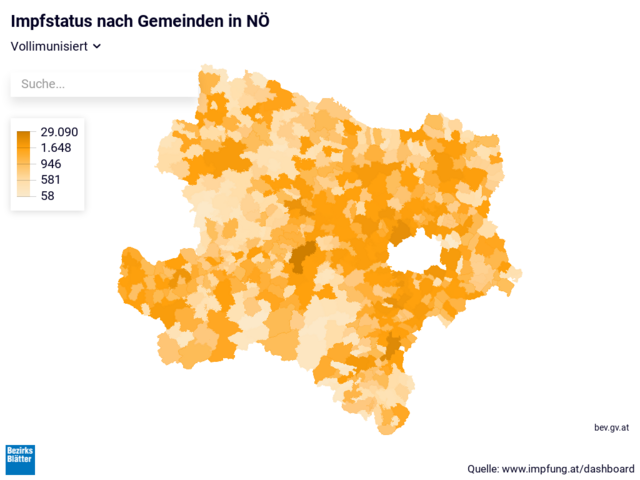 In absoluten Zahlen: Das ist der Impf-Atlas für NÖ.