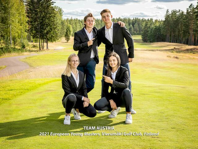 Leonie Sinnhuber vom GC Lengenfeld mit ihren Team Austria Kollegen, Jakob Lotschak, Mathias Weiss und Victoria Bauer