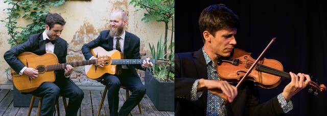 Das Innsbrucker Gypsy Jazz Kollektiv Hot Club du Nax sorgt für musikalische Unterhaltung.