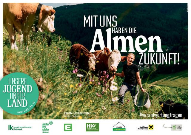 Renate Emmerstorfer, Jungbäuerin aus St. Katharein an der Laming, ist auf einem Plakat abgebildet, welches landesweit zu sehen ist.