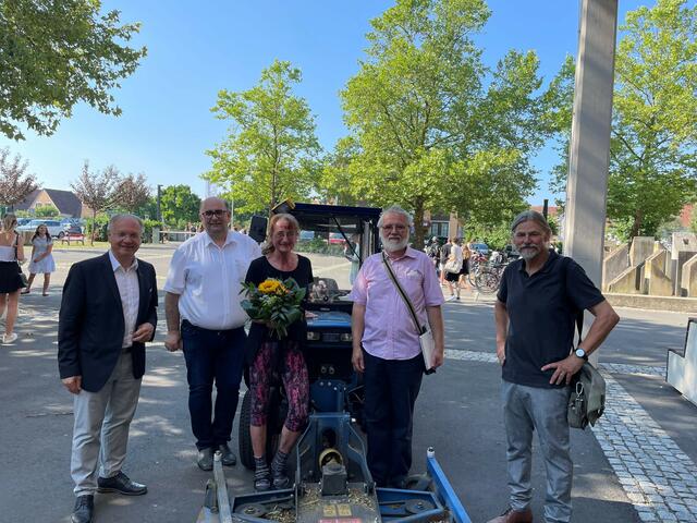 Josef Ober, Gunter Wilfinger, Josef Unger und Josef Ganster (v.l.) verabschiedeten Helga Spellenberg in den Ruhestand.