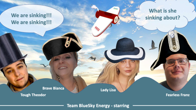 Spaßige Angelegenheit: Das Bluesky Energy-Team, Theodor, Bianca, Lisa und Franz (v. l.), nimmt sich selbst nicht all zu ernst.