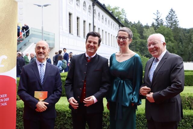 Alessandro De Marchi, Intendant Innsbrucker Festwochen der Alten Musik, Markus Lutz, GF Ibk Festwochen, Eva-Maria Sens, Betriebsdirektorin und Herwig van Staa, ehem. Landeshauptmann Tirol | Foto: Ricarda Stengg