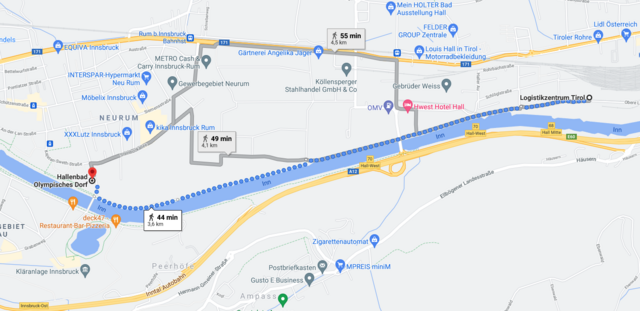 Ein Blick auf Google Maps verrät: es sind 3,6 Kilometer, die man hier zurücklegt. | Foto: Ricarda Stengg