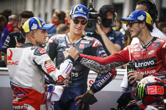 Top 3: Jorge Martin, Fabio Quartararo, Francesco Bagnaia. | Foto: RB/Platzer