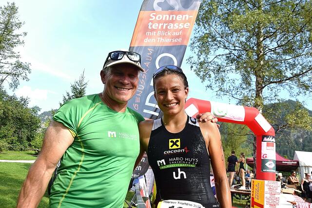 Thiersee Triathlon 2021: Vater Mario Huys mit Tochter Tabea. | Foto: Schwaighofer