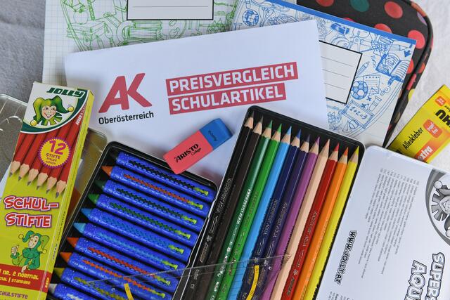 Die Arbeiterkammer OÖ hat Schulartikel verglichen. Nicht immer ist der Verzicht auf Markenprodukte die bessere Lösung. | Foto: Wolfgang Spitzbart
