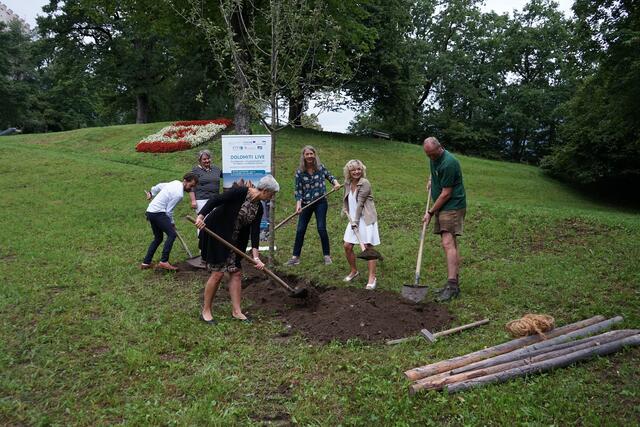 Gemeinderätin und Umweltausschussobfrau Gerlinde Kieberl, Stadtrat Bruneck Hannes Niederkofler, Gina Streit RMO, Baumexpertin Elisabeth Mattersberger, Bürgermeisterin Elisabeth Blanik und  Abteilungsleiter Forst- &amp; Garten Martin König. | Foto: Stadt Lienz/Steiner