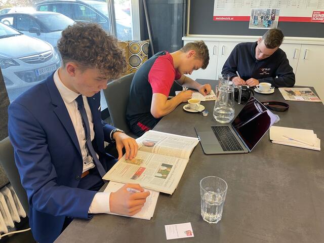 Das sind unsere Lehrlingsredakteure 2021: Gabriel Kolb, Marcel Strasshofer und Benjamin Ortner. | Foto: Ebner