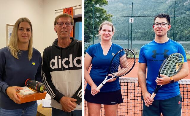 Links: Mariana Pilic mit Turnierdirektor Peter Schwaiger. Rechts: Cornelia Mikenda und Philipp Gratzer.