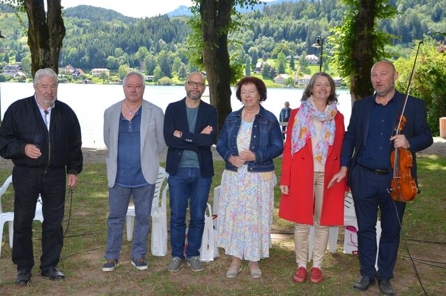 Die Protagonisten des Festivals: Gerhart Weihs, Renzo Furlano, Maurizio Mattiuzza, Dagmar Cechak, Anna Maria Lippitz und Antonio Kozina