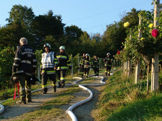 Die Feuerwehren vom Abschnitt Oberes Sulmtal übten beim Buschenschank Kogelhohl den Ernstfall. | Foto: FF Hohlbach-Riemerberg