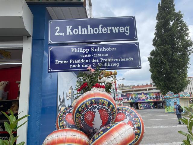 Der neue Kolnhoferwegs erinnert an Philipp Kolnhofer (1889-1950). Er war der erste Präsident des Praterverbandes nach dem Zweiten Weltkrieg. | Foto: Brunner