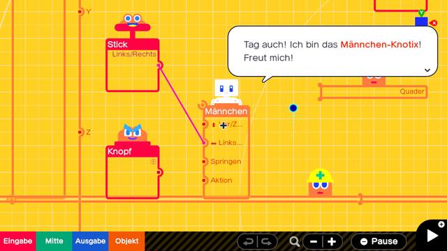 Jedes Spielelement wird von einem der sogenannten "Knotixe" repräsentiert, die miteinander verbunden werden, um die Spiellogik zu erschaffen.