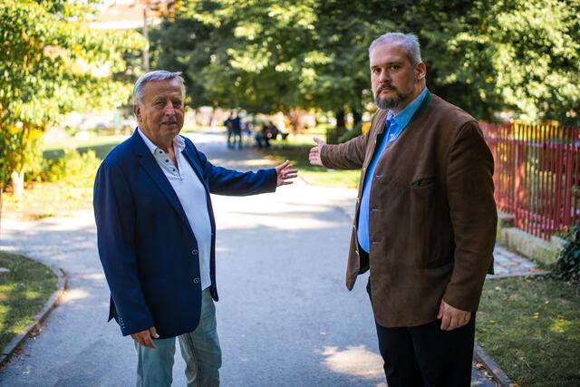 Lends ÖVP-Bezirksräte Wolfgang Krainer und Udo Eiselt-Schien wünschen sich eine Schutzzone für den Volksgarten.  | Foto: KK