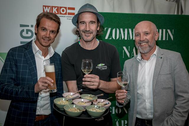 Zum zweiten Mal: "Zommstehn nach der Arbeit" mit WKO Bezirksstellenleiter Markus Polka, Szenewirt Igor Ogris und RMK-Prokurist Thomas Springer.