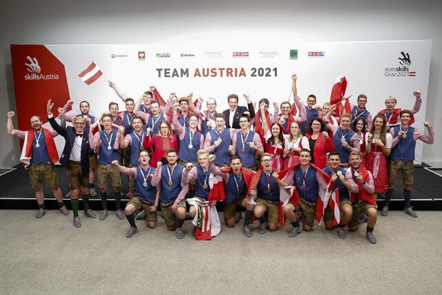 Erfolgreiche österreichische Teilnehmer bei den EuroSkills 2021 in Graz.